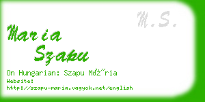 maria szapu business card